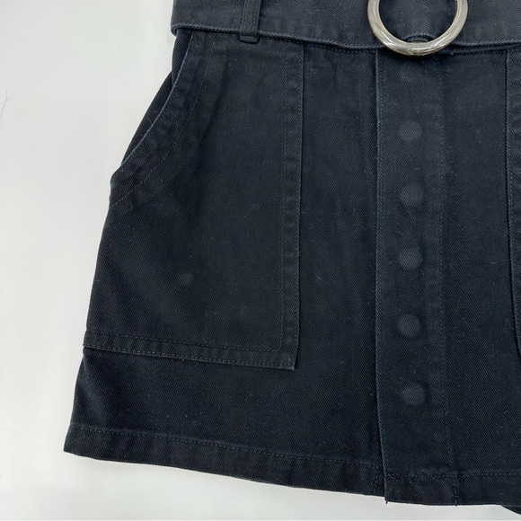 NEW Forever 21 Black Denim Snap Button Down Mini Skirt Resort Collection Small - Picture 3 of 5